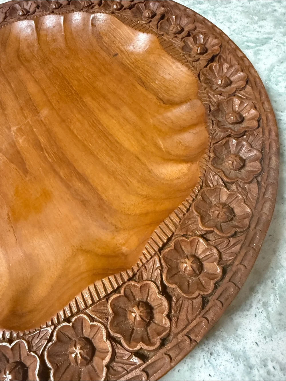 Hand-Carved Wooden Serving Tray